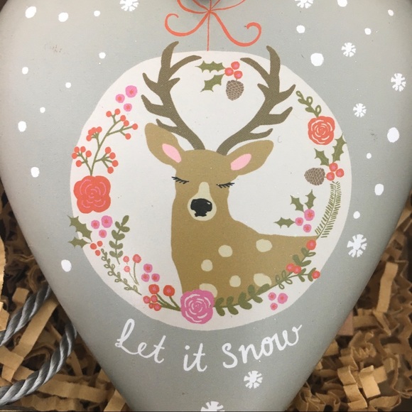 NWT Demdaco Art Hearts Let It Snow Deer Key Tassle Ornament Natalie Alexander - Picture 2 of 9